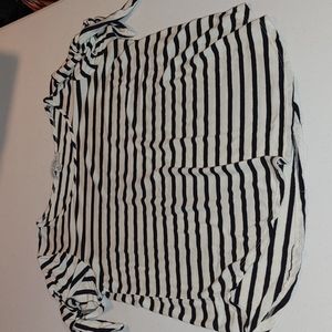 Black and White Stripe Green Envelope Tee, Size M